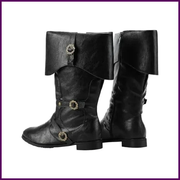 Medieval Renaissance Pull On Boots Mid Calf Gothic Cosplay Halloween